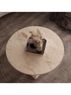 Klubeconcept %100 Mdf Kişiye Özel Ponpon Detaylı Yuvarlak Orta Sehpa Özel Tasarım