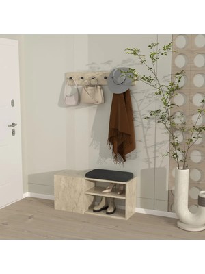 Klubeconcept Modern Giriş ve Antre Portmanto Seti Askılık Oturaklı Ayakkabılık 100% Mdf