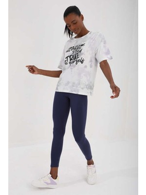 Stsahra  Kadın Beyaz Bisiklet Yaka T-Shirt