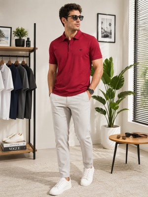 Crosstime  Erkek Bordo Polo Yaka T-Shirt