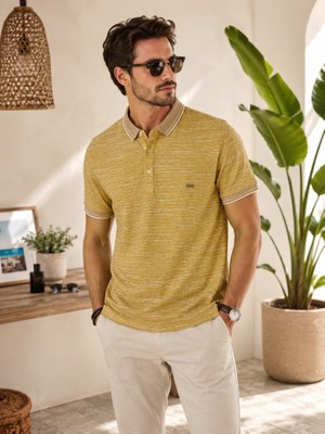Stsahra  Erkek Sarı Polo Yaka T-Shirt