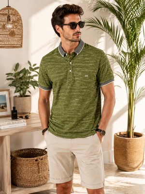 Stsahra  Erkek Haki Polo Yaka T-Shirt