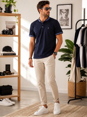 Stsahra  Erkek Lacivert Polo Yaka T-Shirt