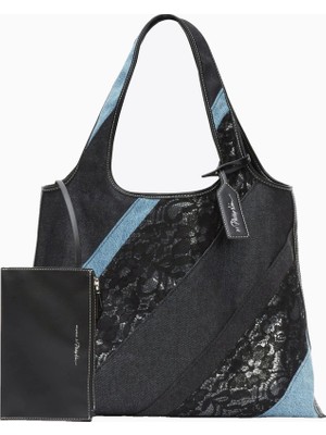3.1 Phillip Lim Dantel Patchwork Denim Market Lüks Tasarım Kadın Tote Çanta