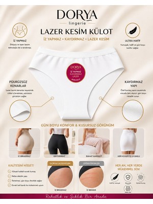 Qulat Dorya Lazer Kesim Kadın Külot 3’lü Paket – Iz Yapmaz, Kaydırmaz, Dikişsiz Konfor
