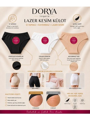 Qulat Dorya Lazer Kesim Kadın Külot 3’lü Paket – Iz Yapmaz, Kaydırmaz, Dikişsiz Konfor