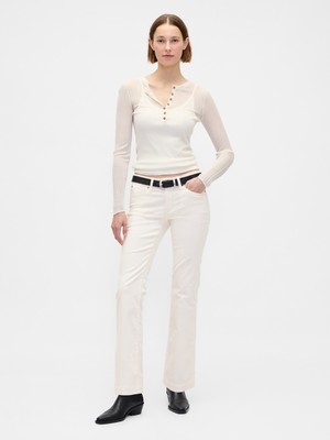 Gap Kadın Kırık Beyaz Low Rise Corduroy Long & Lean Pantolon