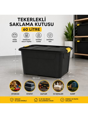 Melkan Home Kapaklı Büyük Saklama Kutusu 60 Litre – Çok Amaçlı Depolama ve Düzenleme Kasası 56,5X43X39 cm
