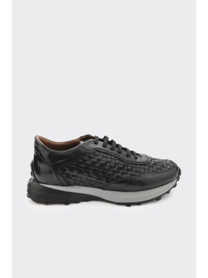 Derinet Hakiki Deri El Yapımı Örgülü Bağcıklı Erkek Sneaker