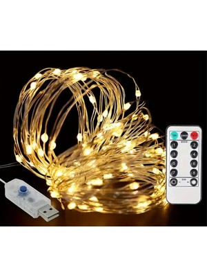 Odea 5 Metre Sarı 50 LED Işıklar Peri Işıkları 8 Mod Rgb Işıkları USB Sarı Renkli Işık Peri Dize Işıkları Tel Fonksiyonlu Süsleme Ince Telli Aydınlatmalı Şerit LED Yılbaşı Işık Yılbaşı Süsü [sınıfı A+]