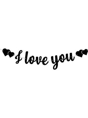 Party Express Kaligrafi Banner "ı Love You" - Siyah