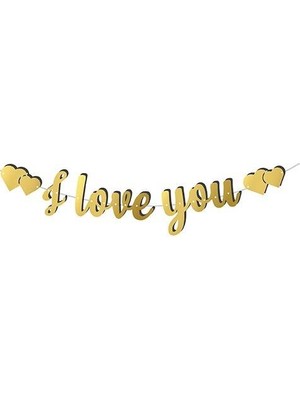 Party Express Kaligrafi Banner "ı Love You" - Gold