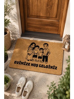 Valerine Life Aileye Özel Karikatürize Coco Hoş Geldiniz Koko Ev Iç Dış Kapı Önü Paspası 45X70CM