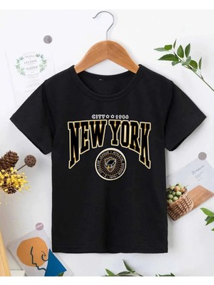 Medi Giyim Çocuk Unisex Baskılı T-Shirt - Siyah