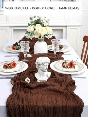 Kitchen Vogue Bohem Dekoratif Runner Masa Örtüsü | Düğün, Parti, Söz, Nişan, Özel Gün Dekorasyonu Sofra Süslemesi
