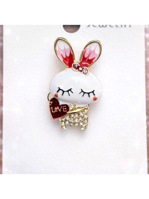 Trendy Chic Kristal Taşlı Tavşan Broş