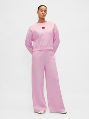 Gap Kadın Açık Pembe High Rise Vintagesoft Heart Logo Baggy Eşofman Altı