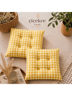 ÇİÇEKCE HOME Çiçekce Home Sandalye Minderi Pötikare Desen Boncuk Silikonlu Dekoratif Minder 2 Adet