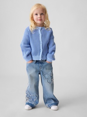 Gap Kız Bebek Açık Mavi Kelebek Baskılı Pull-On Baggy Jean Pantolon