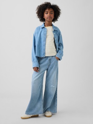Gap Kız Çocuk Mavi Ultrasoft Low Rise Baggy Jean Pantolon