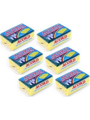 Acord 6 Adet Jumbo Boy Endüstriyel Çok Amaçlı Bulaşık Süngeri 13X8X4 cm