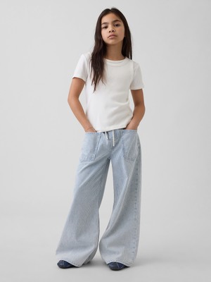 Gap Kız Çocuk Mavi Kids Düşük Bel Baggy Jean Pantolon