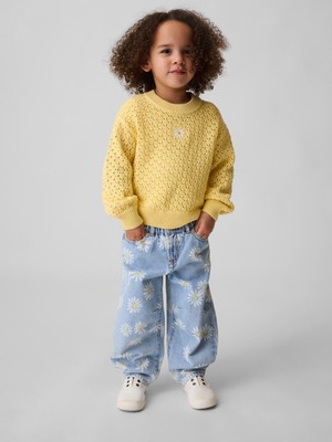 Gap Kız Bebek Mavi Papatya Baskılı Horseshoe Jean Pantolon