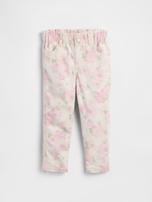 Gap Kız Bebek Açık Pembe Babygap Baskılı Paperbag Mom Jean Pantolon