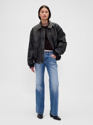 Gap Kadın Açık Mavi Mid Rise Rigid Relaxed Flare Jean Pantolon