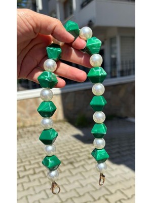 Angel Çanta Aksesuar 40 cm Yeşil Renk Incili Çanta Sapı Kancalı
