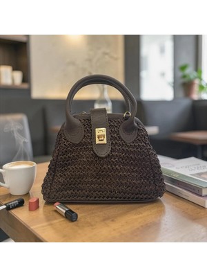 Kumru Studio Sienna Straw Mini Bag Kadın Koyu Kahverengi Hasır Çanta