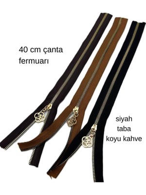 Angel Çanta Aksesuar 40 cm Fermuar Set Light Gold Metal Taba, Siyah, Koyu Kahve Renk