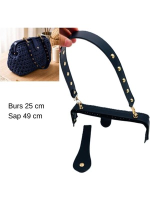 Angel Çanta Aksesuar 25 cm Lüks Model Çanta Seti Lacivert Light Gold Metalli