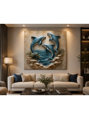 Othello Art 3D Yunus Kanvas Tablo Deniz Manzaralı Dekoratif Salon ve Koridor Duvar Tablosu