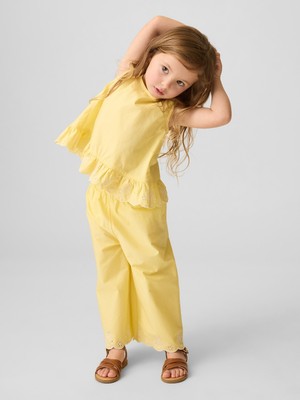 Gap Kız Bebek Sarı Eyelet Volanlı Outfit Set