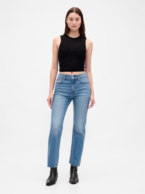 Gap Kadın Mavi High Rise ’90S Slim Straight Crop Jean Pantolon