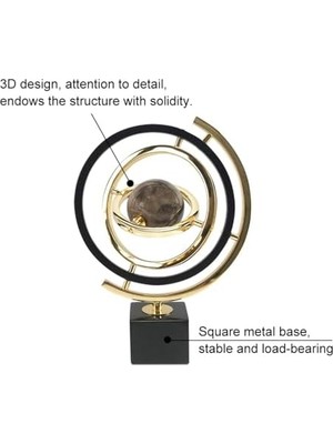 Hd Group Homary Modern Soyut Sanat Dekorasyon Metal Küre Süsleme Heykel Dekor Dikdörtgen Standlı Siyah ve Altın