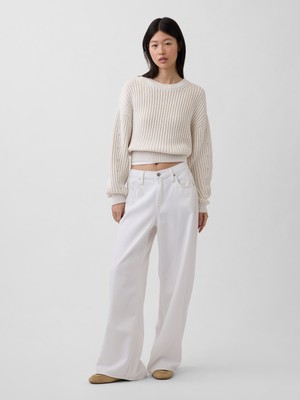 Gap Kadın Beyaz Low Rise Ultrasoft Extra Baggy Jean Pantolon