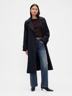 Gap Kadın Koyu Mavi Mid Rise Rigid Relaxed Flare Jean Pantolon