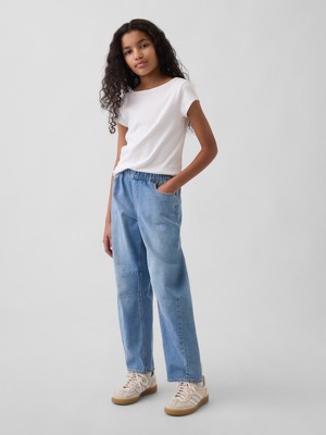 Gap Kız Çocuk Mavi High Rise Easy Barrel Jean Pantolon