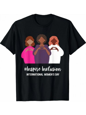 Hsc Bilişim 8 Mart Dünya Kadınlar Günü Baskılı Oversize Bisiklet Yaka T-Shirt - Siyah