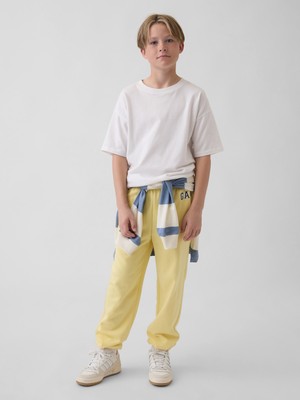 Gap Erkek Çocuk Sarı Relaxed Gap Logo Fransız Havlu Kumaş Jogger Eşofman Altı