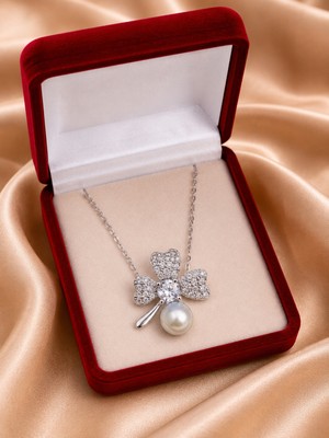 Sara Silver Pearla Çiçek 925 Ayar Gümüş Kadın Kolye
