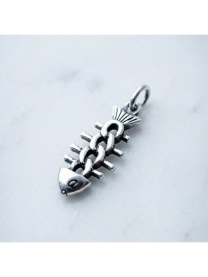 Ebrar Silver Gümüş Kılçık Kolye Ucu 925 Ayar Gümüş Balık Kılçığı Figürlü Unisex Kolye Ucu