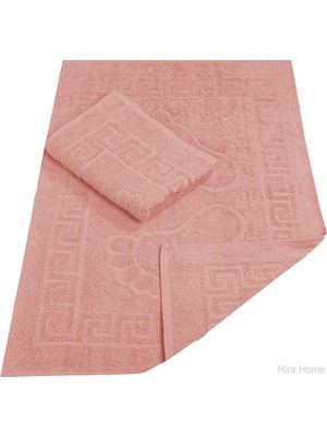 Hsc Bilişim 2 Li Banyo Ayak Havlusu %100 Pamuk 50X70 cm Menesch Somon