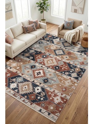 Veja Home Bohem Eskitme Etnik Desenli Multi Halı Salon Mutfak Yolluk