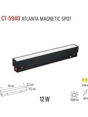 Cata CT-5940 12W Atlanta Magnetıg Spot Armatür Günışığı