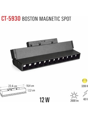 Cata CT-5930 12W Boston Magnetıg Spot Armatür Günışığı