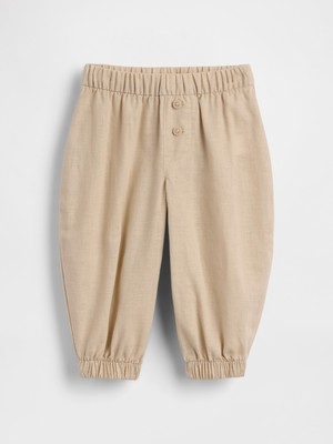 Gap Bebek Bej Keten Pamuk Karışımı Pull-On Barrel Pantolon