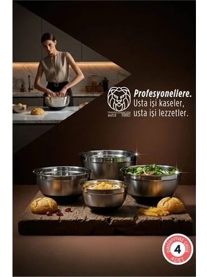 Hsc Bilişim Chiara Serisi 4’lü Paslanmaz Çelik Iç Içe Geçebilir Profesyonel Karıştırma Kasesi Seti 722898